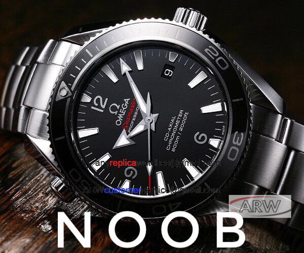 Noob V6 Omega Seamaster Planet Ocean Replica Watch SS Black Dial